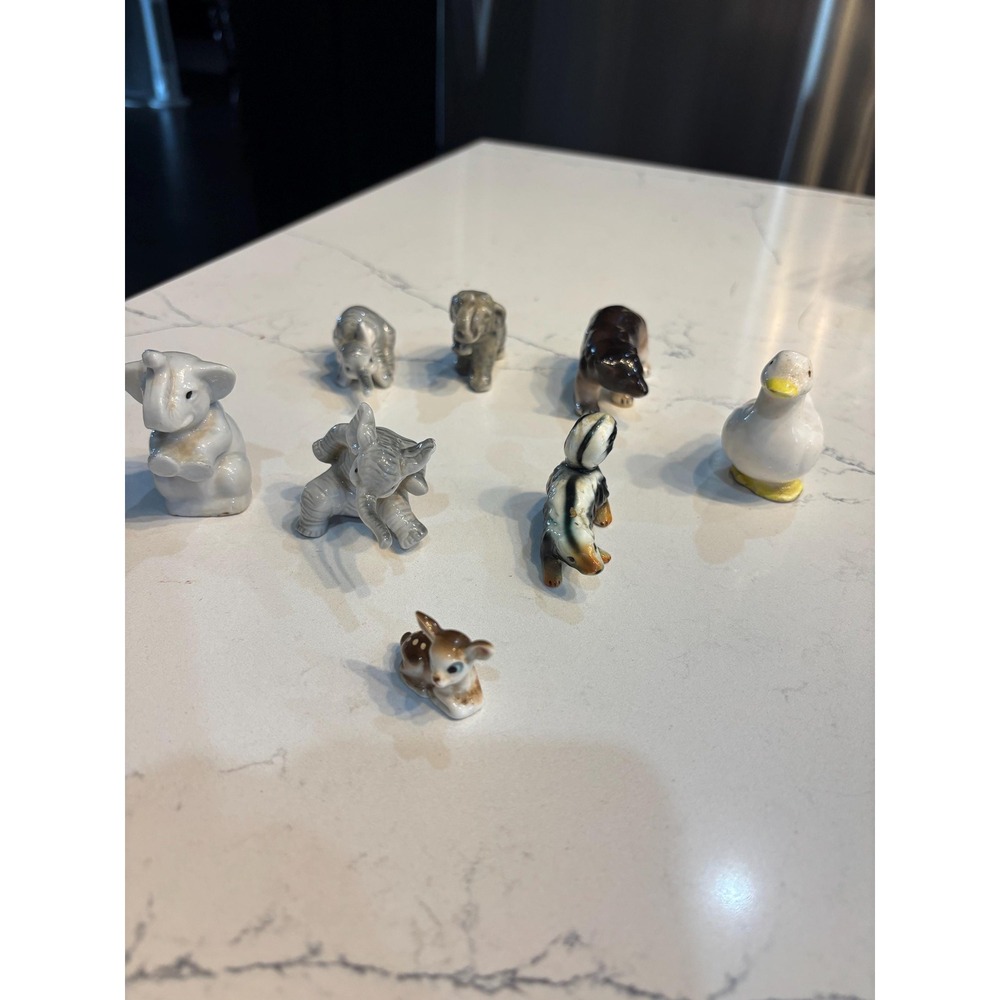 Lot of 8 Miniature Ceramic Animal Figurines Mixed Lot